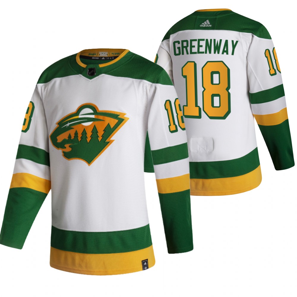 2021 Adidias Minnesota Wild #18 Jordan Greenway White Men  Reverse Retro Alternate NHL Jersey